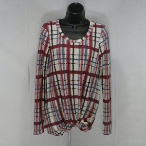 PS Kate Ruched Hem Window Pane Scoop‎ Neck Small